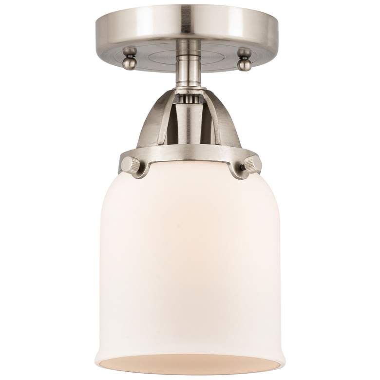 Image 1 Nouveau 2 Bell 5" LED Semi-Flush Mount - Brushed Satin Nickel - Matte