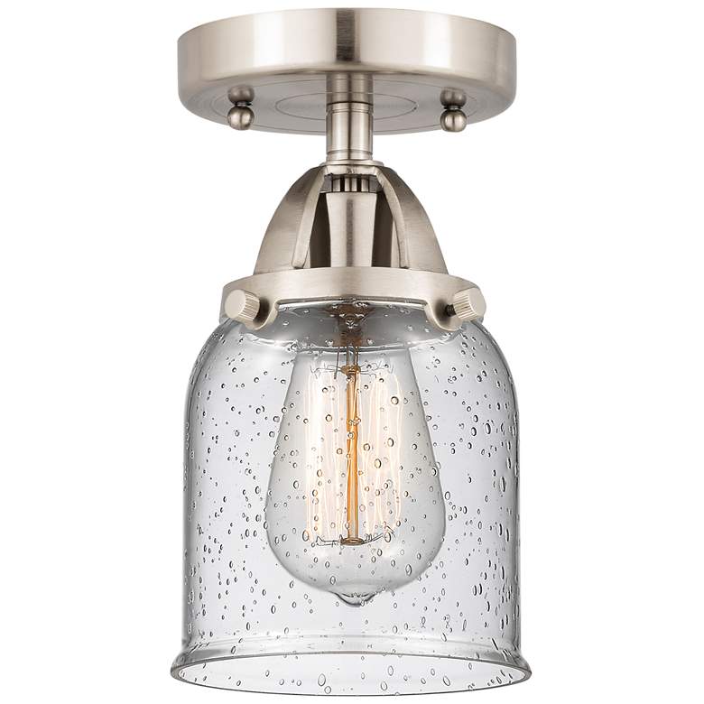 Image 1 Nouveau 2 Bell 5" LED Semi-Flush Mount - Brushed Satin Nickel - Seedy