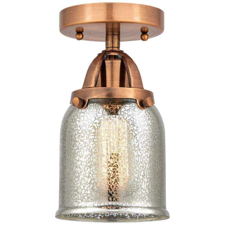 Image 1 Nouveau 2 Bell 5" LED Semi-Flush Mount - Copper - Silver Plated Mercur