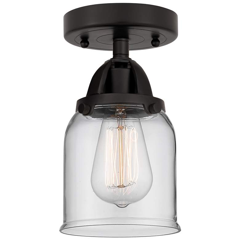 Image 1 Nouveau 2 Bell 5" LED Semi-Flush Mount - Matte Black - Clear Shade