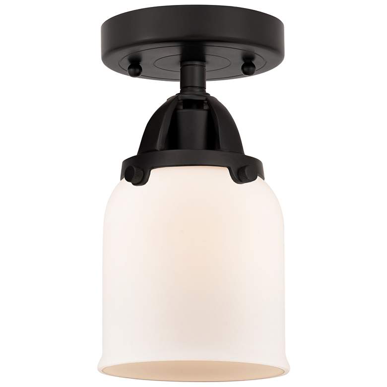 Image 1 Nouveau 2 Bell 5" LED Semi-Flush Mount - Matte Black - Matte White Sha