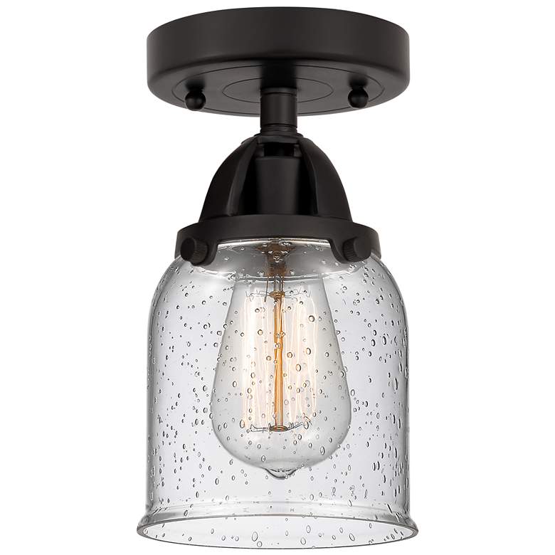Image 1 Nouveau 2 Bell 5" LED Semi-Flush Mount - Matte Black - Seedy Shade