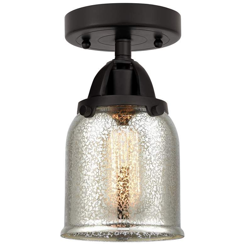 Image 1 Nouveau 2 Bell 5" LED Semi-Flush Mount - Matte Black - Silver Mercury