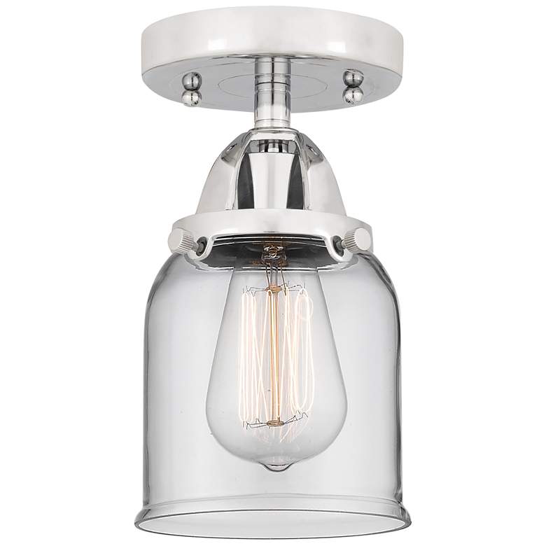 Image 1 Nouveau 2 Bell 5" LED Semi-Flush Mount - Polished Chrome - Clear Shade