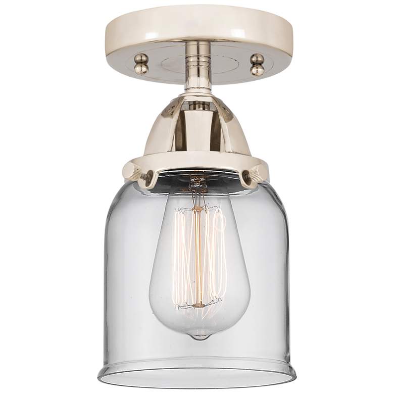 Image 1 Nouveau 2 Bell 5" LED Semi-Flush Mount - Polished Nickel - Clear Shade
