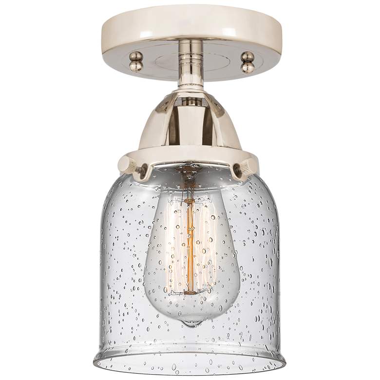 Image 1 Nouveau 2 Bell 5" LED Semi-Flush Mount - Polished Nickel - Seedy Shade