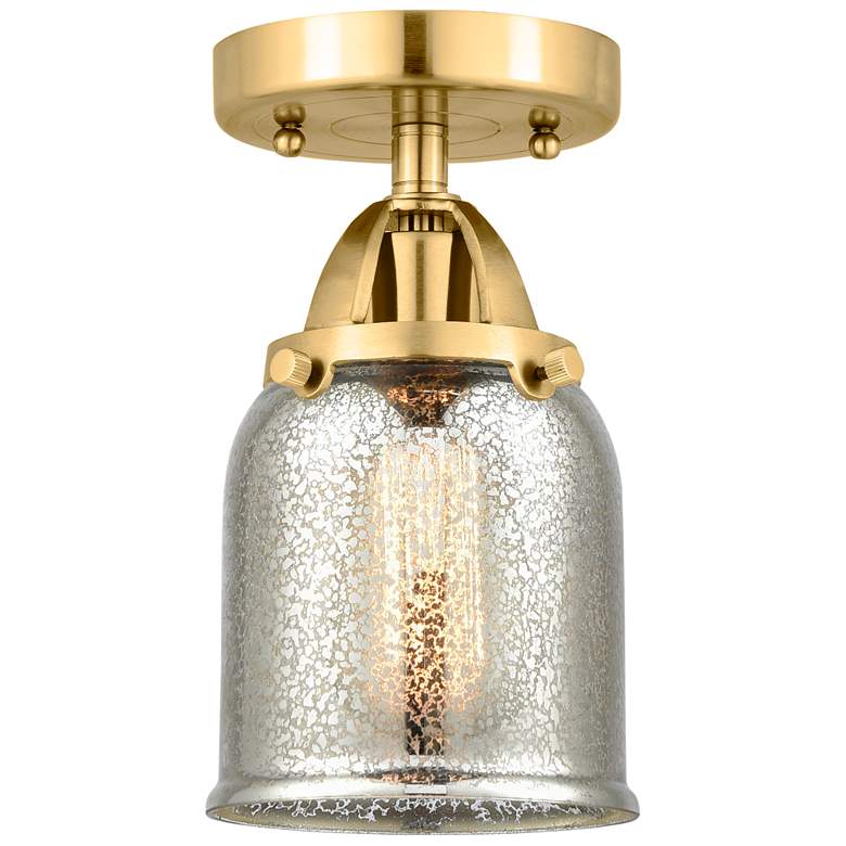 Image 1 Nouveau 2 Bell 5" LED Semi-Flush Mount - Satin Gold - Silver Plated Me