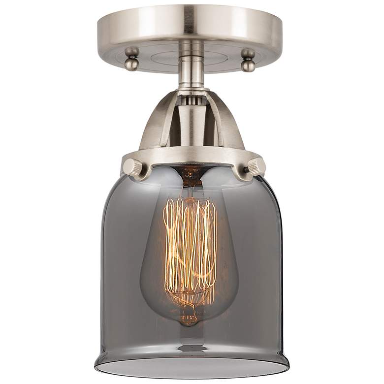 Image 1 Nouveau 2 Bell 5" LED Semi-Flush Mount - Satin Nickel - Plated Smoke