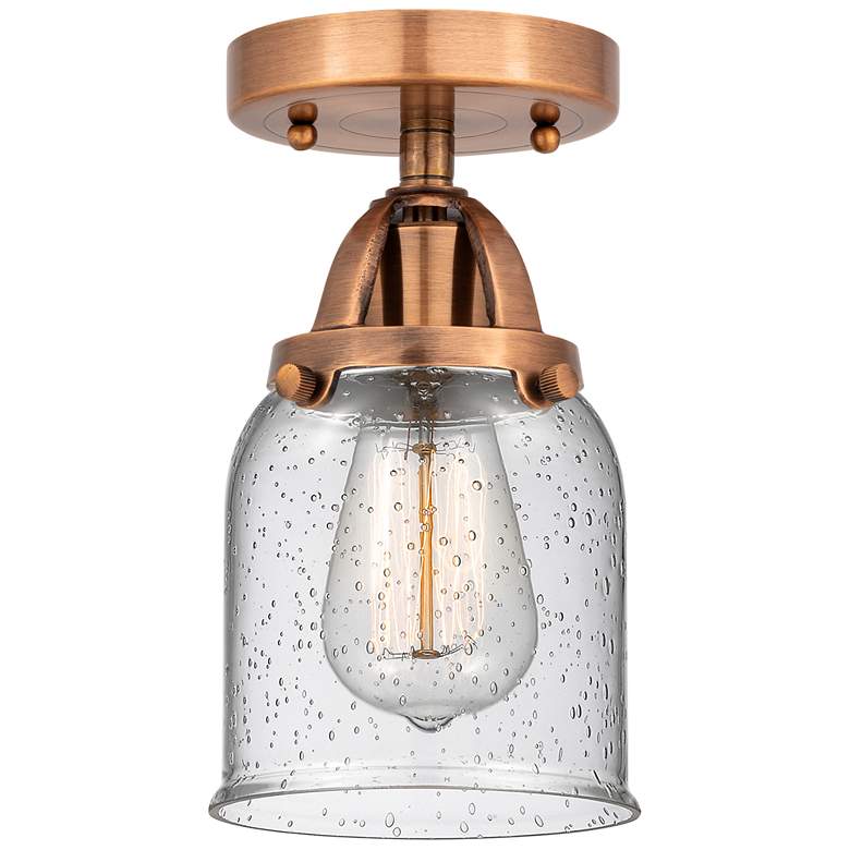 Image 1 Nouveau 2 Bell 5" Semi-Flush Mount - Antique Copper - Seedy Shade