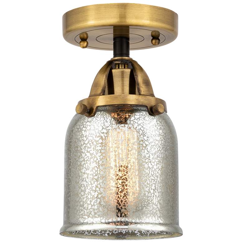 Image 1 Nouveau 2 Bell 5" Semi-Flush Mount - Black Brass - Silver Plated Mercu