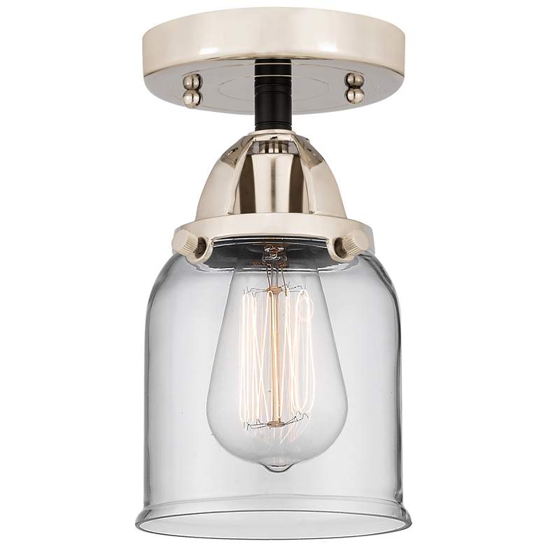 Image 1 Nouveau 2 Bell 5" Semi-Flush Mount - Black Polished Nickel - Clear Sha