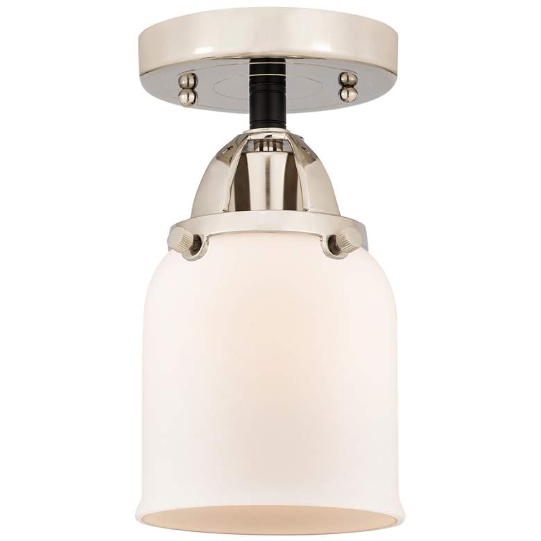 Image 1 Nouveau 2 Bell 5" Semi-Flush Mount - Black Polished Nickel - Matte Whi