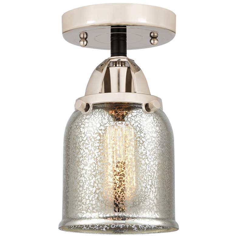 Image 1 Nouveau 2 Bell 5" Semi-Flush Mount - Black Polished Nickel - Silver Me