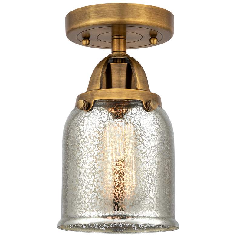 Image 1 Nouveau 2 Bell 5" Semi-Flush Mount - Brushed Brass - Silver Plated Mer