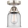 Nouveau 2 Bell 5" Semi-Flush Mount - Brushed Satin Nickel - Clear Shad