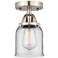 Nouveau 2 Bell 5" Semi-Flush Mount - Brushed Satin Nickel - Clear Shad