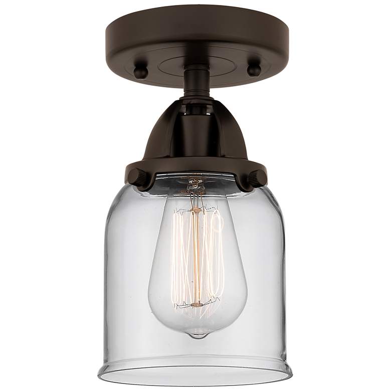 Image 1 Nouveau 2 Bell 5" Semi-Flush Mount - Oil Rubbed Bronze - Clear Shade