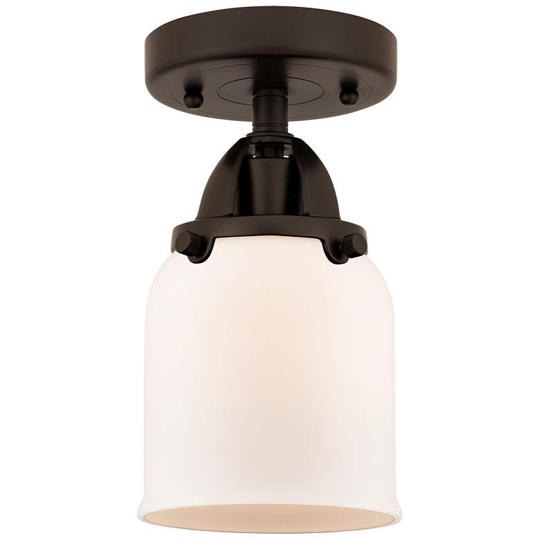 Image 1 Nouveau 2 Bell 5" Semi-Flush Mount - Oil Rubbed Bronze - Matte White S