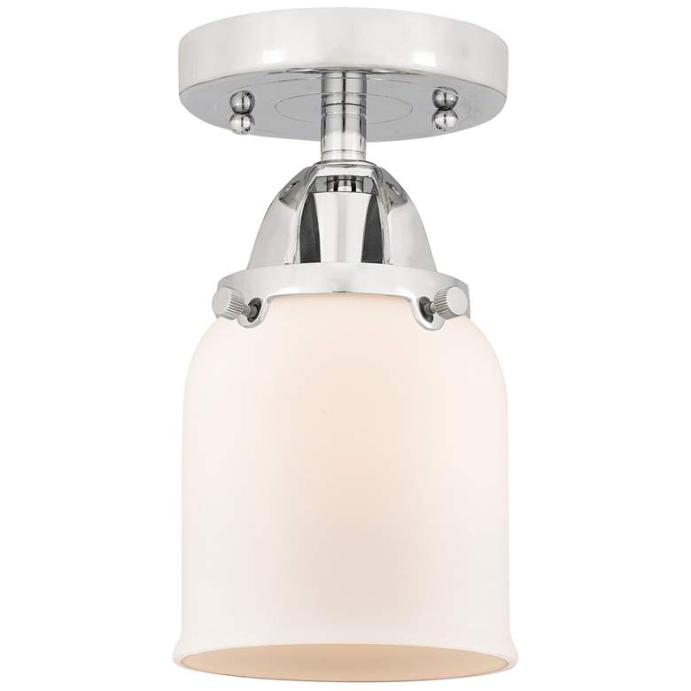 Image 1 Nouveau 2 Bell 5" Semi-Flush Mount - Polished Chrome - Matte White Sha