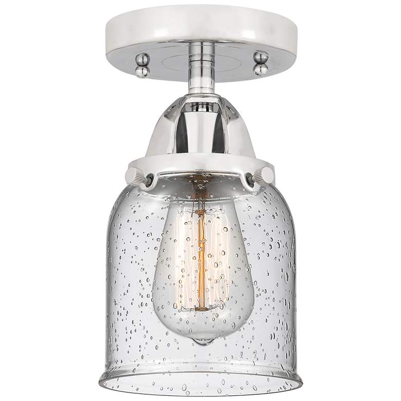 Image 1 Nouveau 2 Bell 5" Semi-Flush Mount - Polished Chrome - Seedy Shade