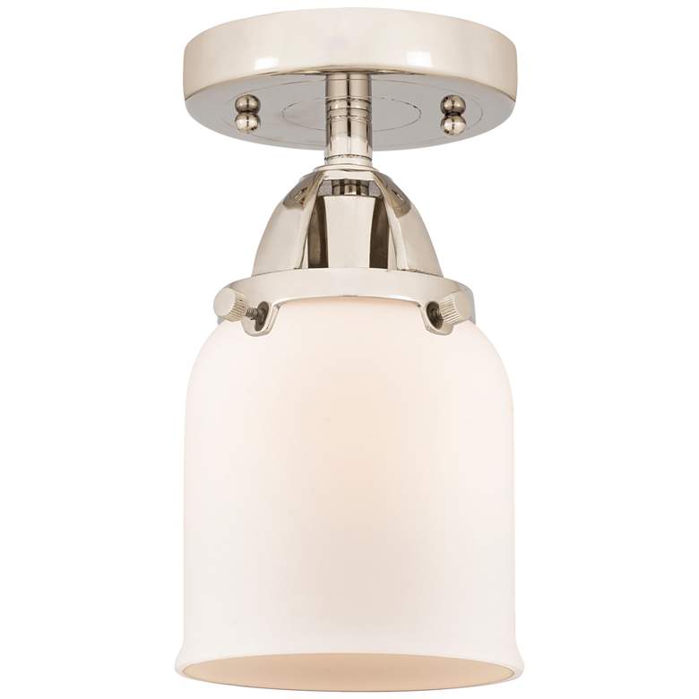 Image 1 Nouveau 2 Bell 5" Semi-Flush Mount - Polished Nickel - Matte White Sha