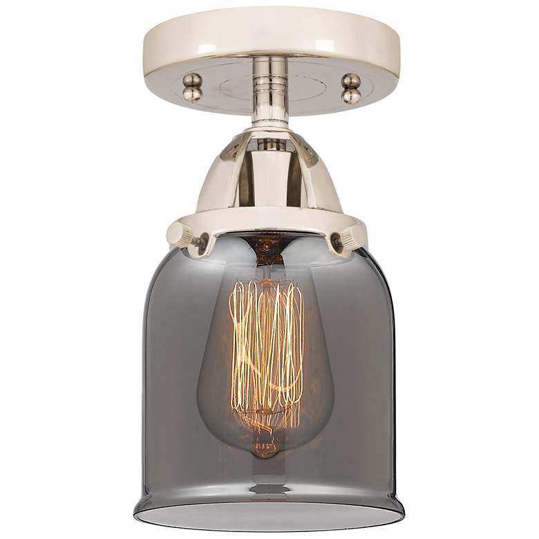 Image 1 Nouveau 2 Bell 5" Semi-Flush Mount - Polished Nickel - Plated Smoke Sh