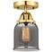 Nouveau 2 Bell 5" Semi-Flush Mount - Satin Gold - Plated Smoke Shade