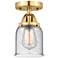 Nouveau 2 Bell 5" Semi-Flush Mount - Satin Gold - Seedy Shade