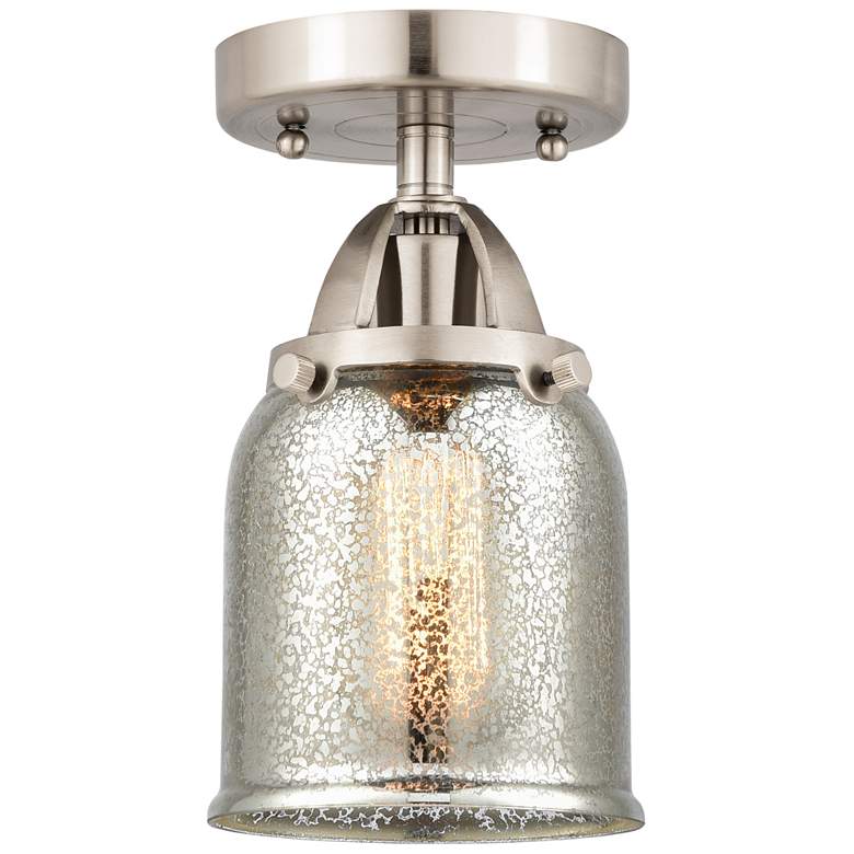 Image 1 Nouveau 2 Bell 5" Semi-Flush Mount - Satin Nickel - Silver Plated Merc
