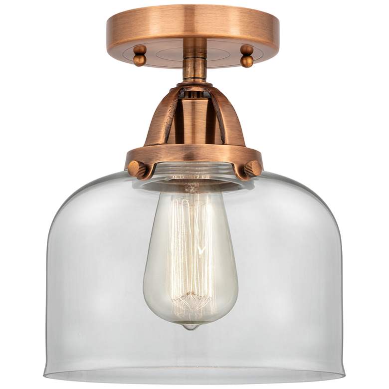 Image 1 Nouveau 2 Bell 8 inch LED Semi-Flush Mount - Antique Copper - Clear Shade