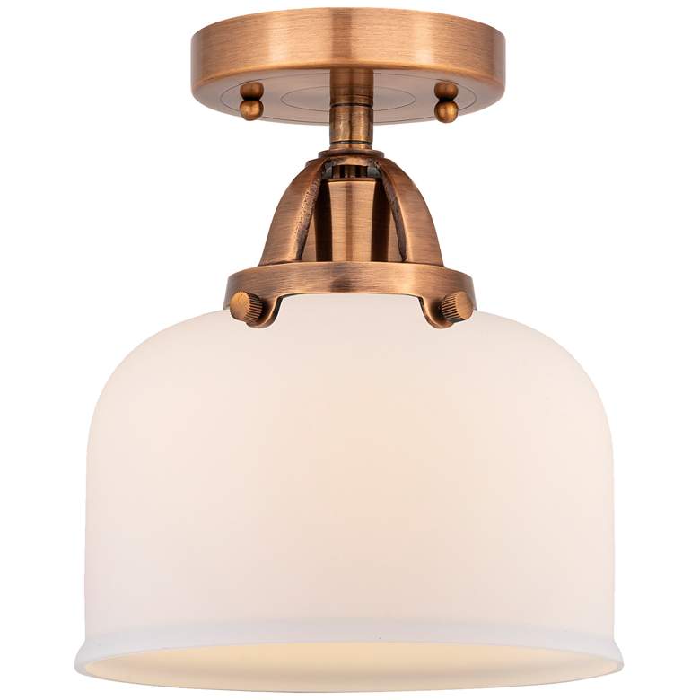 Image 1 Nouveau 2 Bell 8" LED Semi-Flush Mount - Antique Copper - Matte White