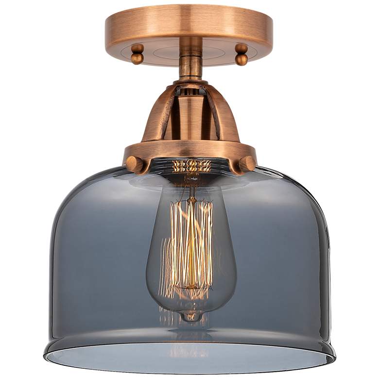 Image 1 Nouveau 2 Bell 8" LED Semi-Flush Mount - Antique Copper - Plated Smoke
