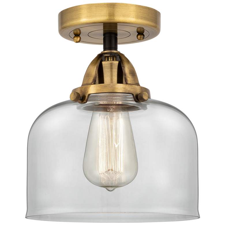 Image 1 Nouveau 2 Bell 8" LED Semi-Flush Mount - Black Antique Brass - Clear S