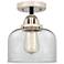 Nouveau 2 Bell 8" LED Semi-Flush Mount - Black Polished Nickel - Clear