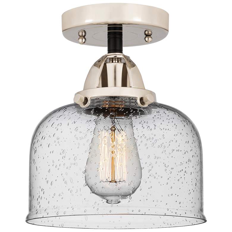 Image 1 Nouveau 2 Bell 8" LED Semi-Flush Mount - Black Polished Nickel - Seedy