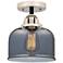 Nouveau 2 Bell 8" LED Semi-Flush Mount - Black Polished Nickel - Smoke