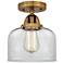 Nouveau 2 Bell 8" LED Semi-Flush Mount - Brushed Brass - Clear Shade
