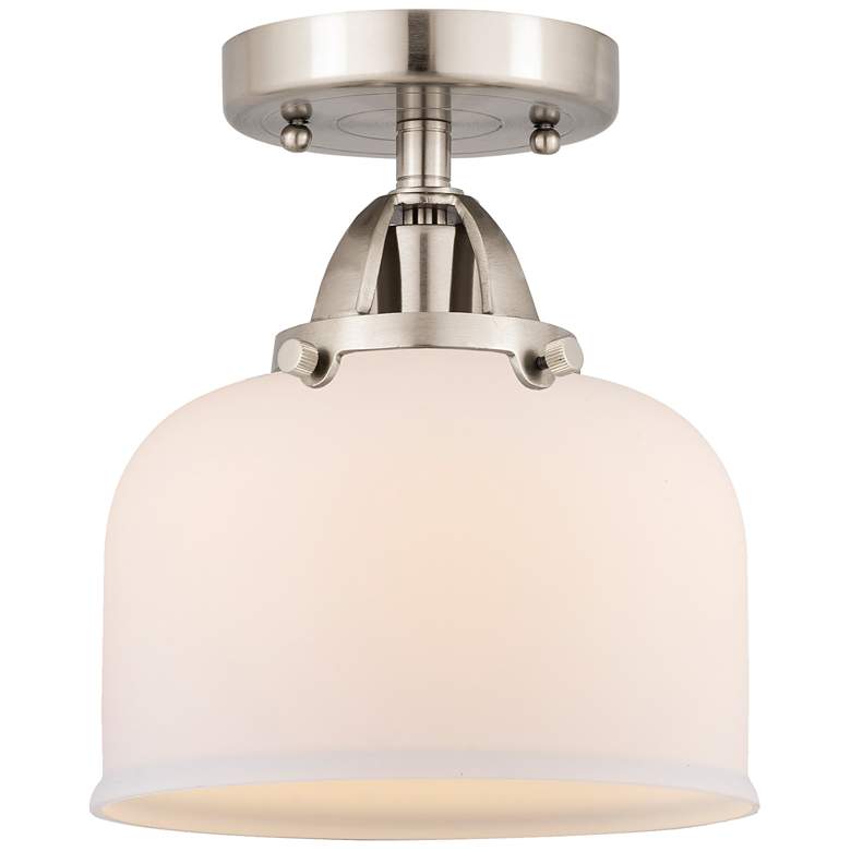 Image 1 Nouveau 2 Bell 8" LED Semi-Flush Mount - Brushed Satin Nickel - Matte