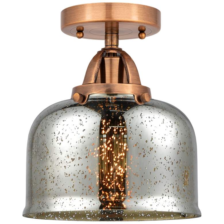 Image 1 Nouveau 2 Bell 8" LED Semi-Flush Mount - Copper - Silver Plated Mercur
