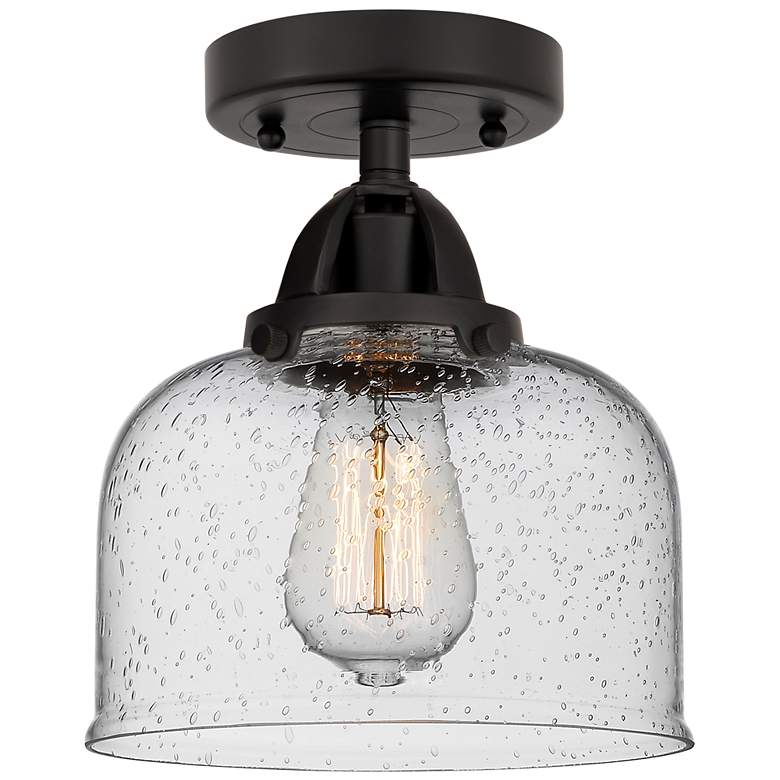 Image 1 Nouveau 2 Bell 8" LED Semi-Flush Mount - Matte Black - Seedy Shade