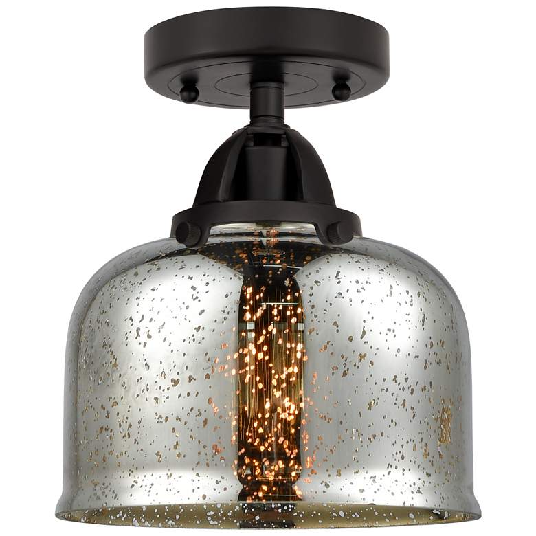 Image 1 Nouveau 2 Bell 8" LED Semi-Flush Mount - Matte Black - Silver Mercury