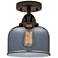 Nouveau 2 Bell 8" LED Semi-Flush Mount - Oil Rubbed Bronze - Plated Sm