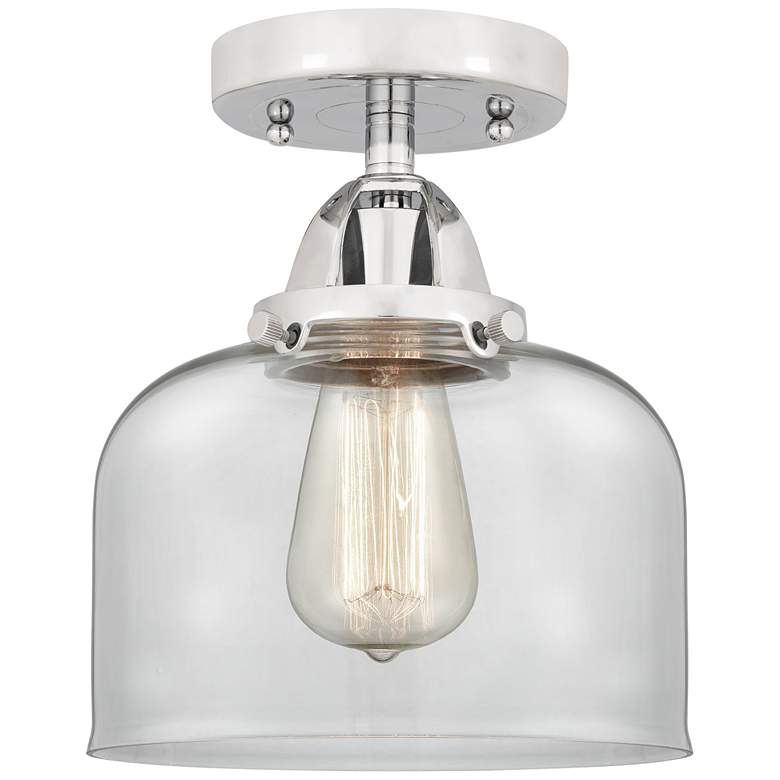 Image 1 Nouveau 2 Bell 8" LED Semi-Flush Mount - Polished Chrome - Clear Shade