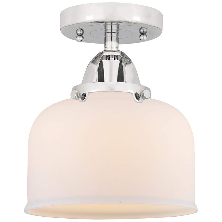 Image 1 Nouveau 2 Bell 8" LED Semi-Flush Mount - Polished Chrome - Matte White