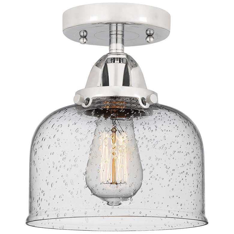Image 1 Nouveau 2 Bell 8" LED Semi-Flush Mount - Polished Chrome - Seedy Shade