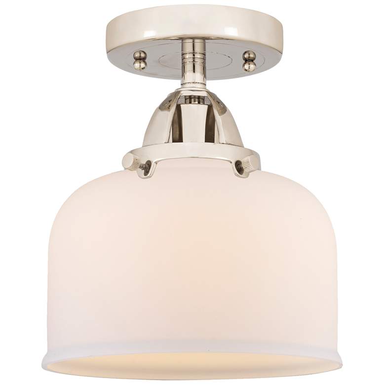 Image 1 Nouveau 2 Bell 8" LED Semi-Flush Mount - Polished Nickel - Matte White