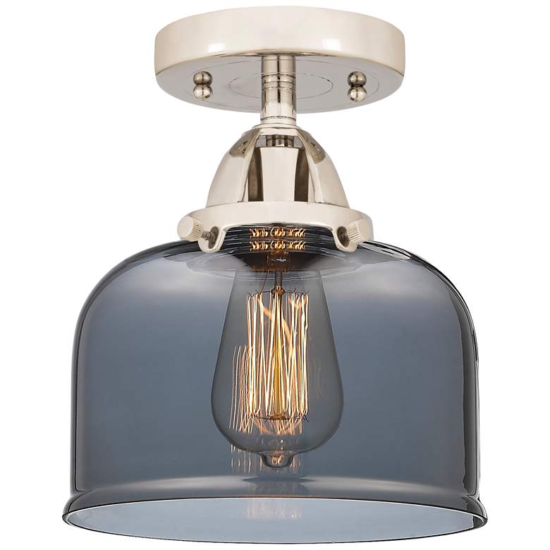 Image 1 Nouveau 2 Bell 8" LED Semi-Flush Mount - Polished Nickel - Plated Smok