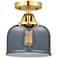 Nouveau 2 Bell 8" LED Semi-Flush Mount - Satin Gold - Plated Smoke Sha