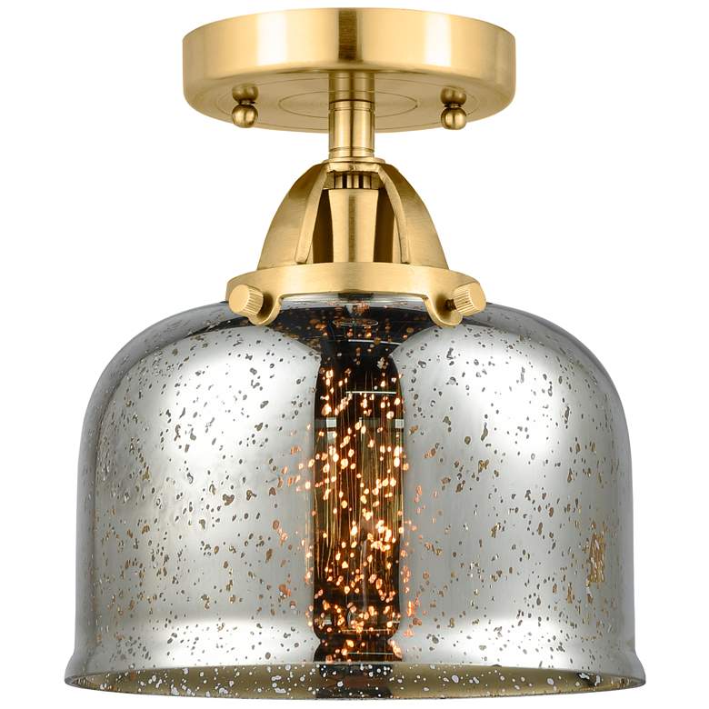 Image 1 Nouveau 2 Bell 8" LED Semi-Flush Mount - Satin Gold - Silver Plated Me