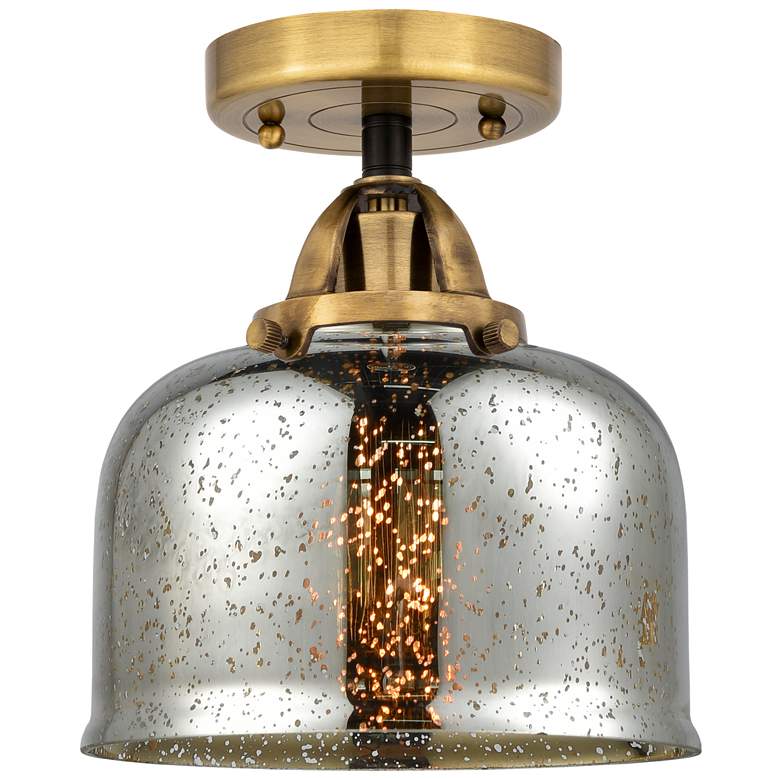 Image 1 Nouveau 2 Bell 8" Semi-Flush Mount - Black Brass - Silver Plated Mercu